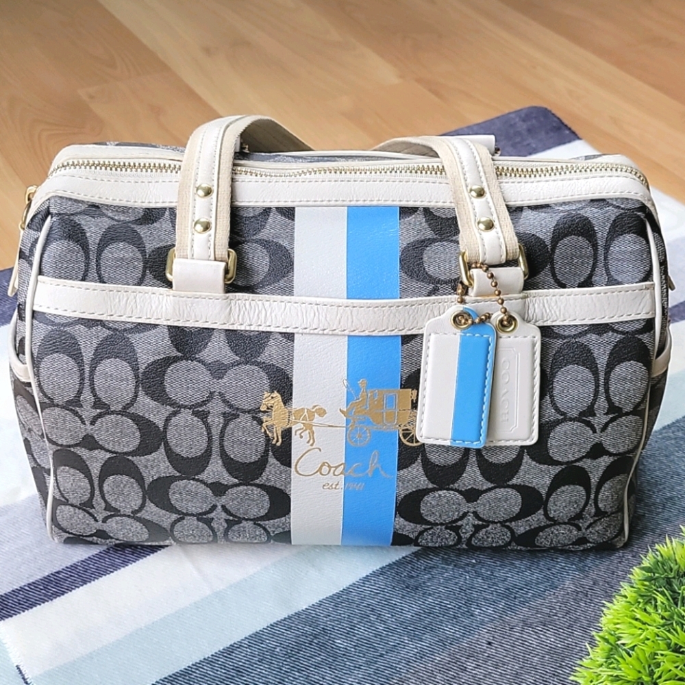 Coach Heritage Signature Stripe Satchel